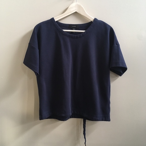 J Crew- navy short sleeve sweatshirt, size Small - Picture 1 of 8